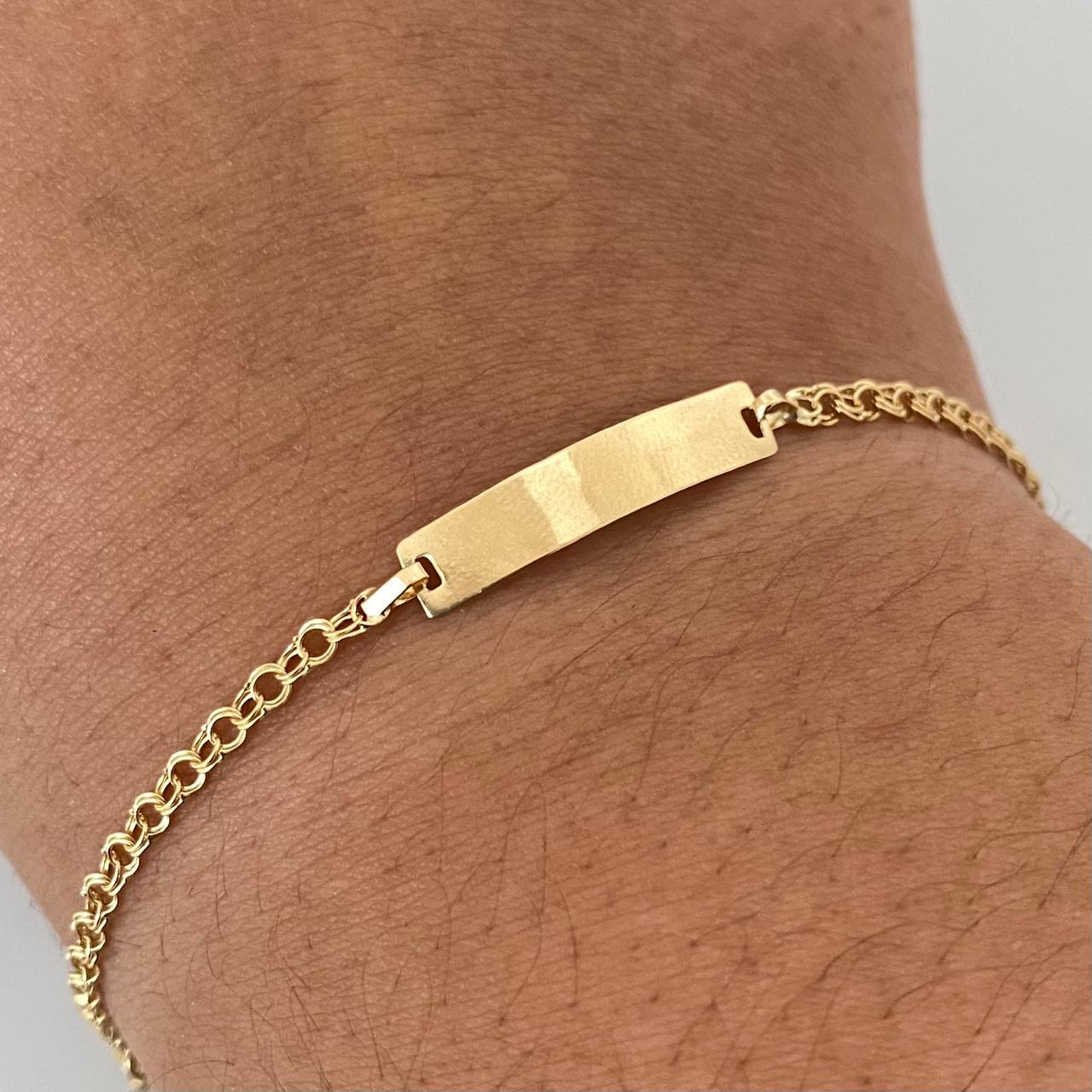 Pulso bebé placa rectangular aro seguido Oro amarillo 18k 1,45 Gr / 15,5 Cm  Broche 0,15